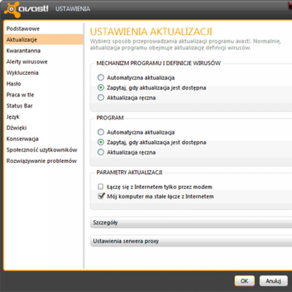 Konfiguracja avast! Free Antivirus