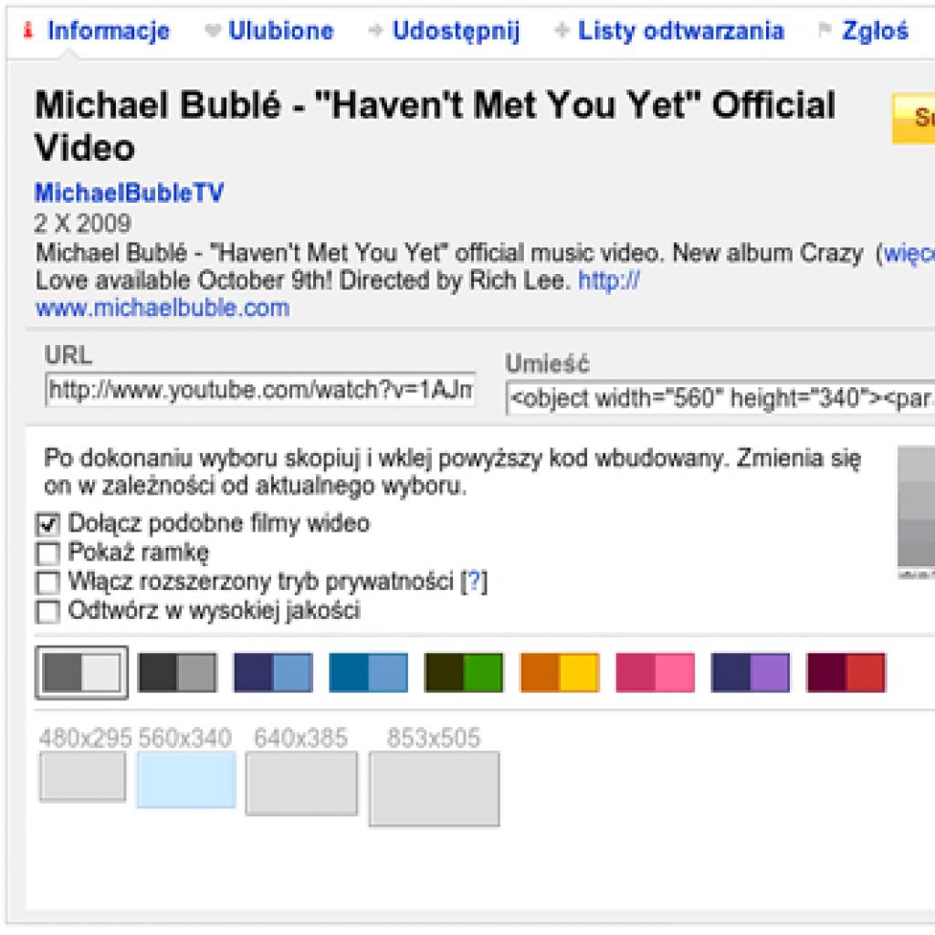 Umieszczanie filmów z YouTube na własnej stronie WWW