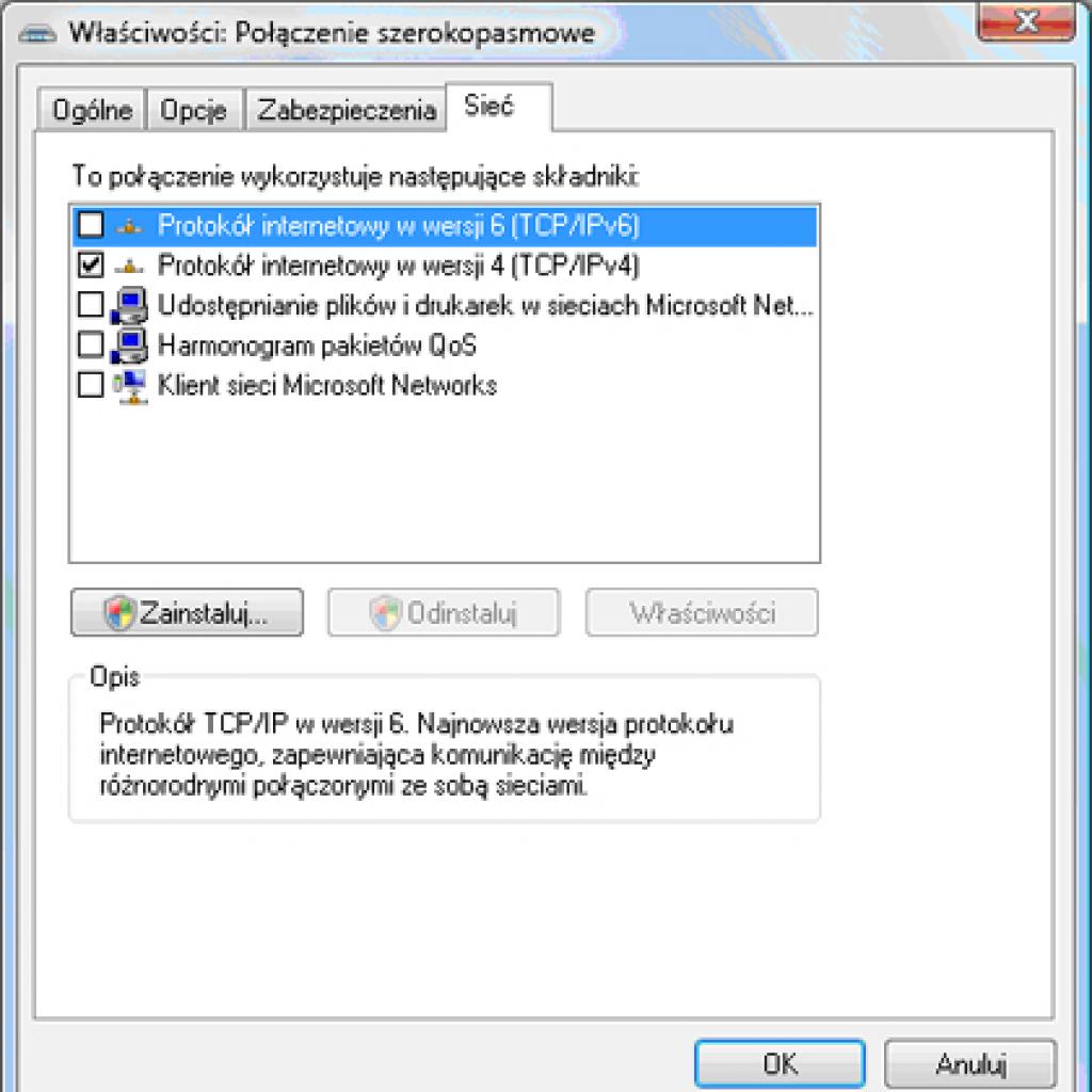 Optymalizacja połączenia internetowego w Windows Vista