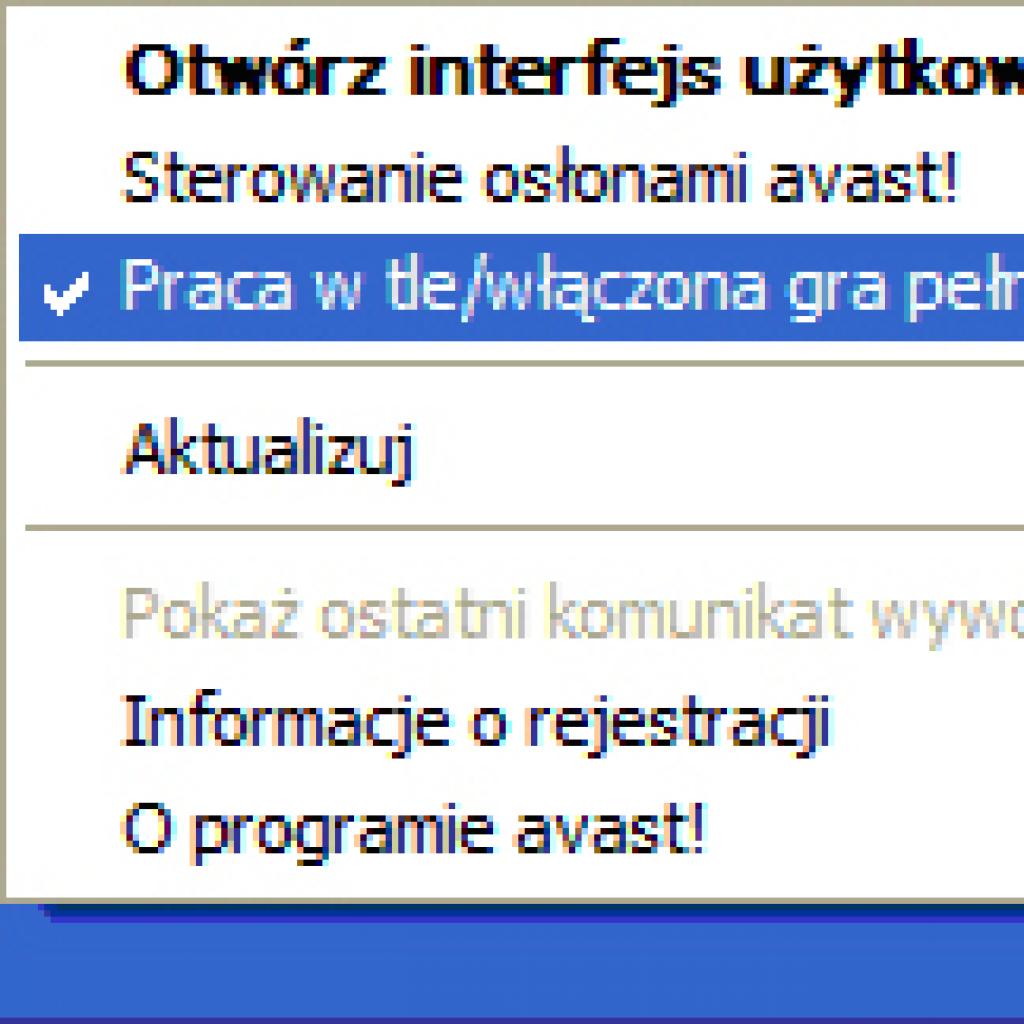 Konfiguracja trybu pracy w tle w avast! Free Antivirus