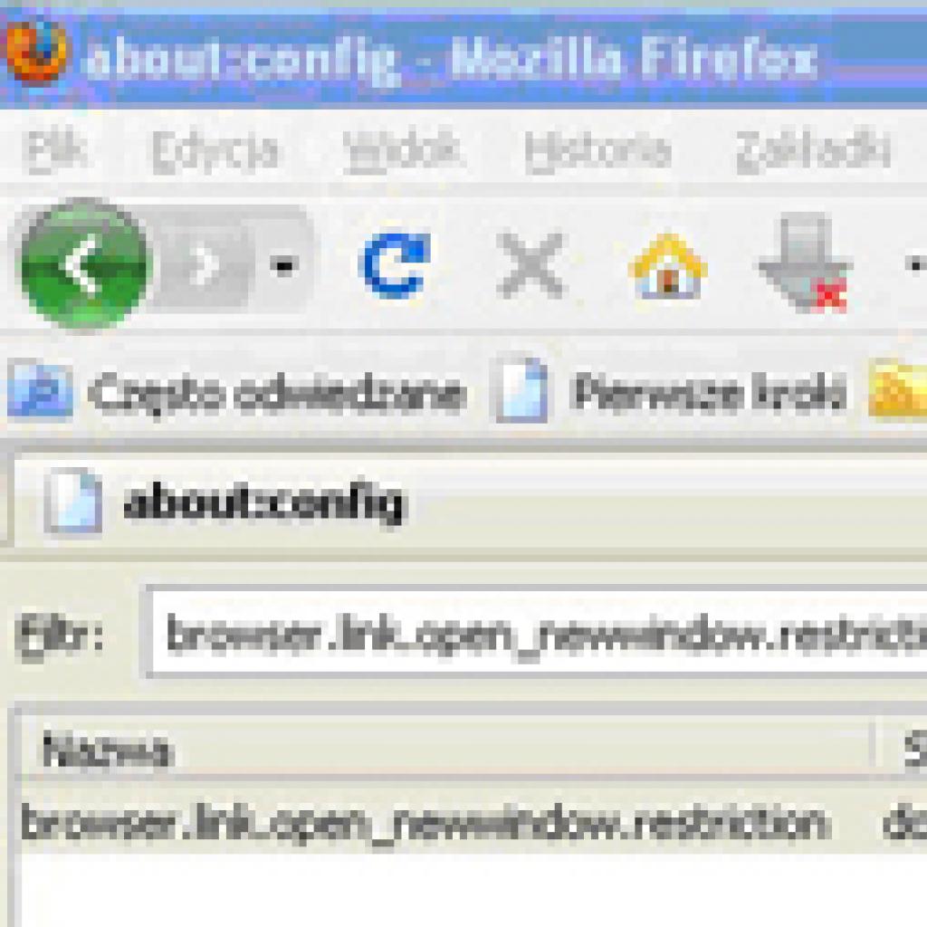 Firefox - otwieranie nowych okien na kartach, a nie w nowym oknie 