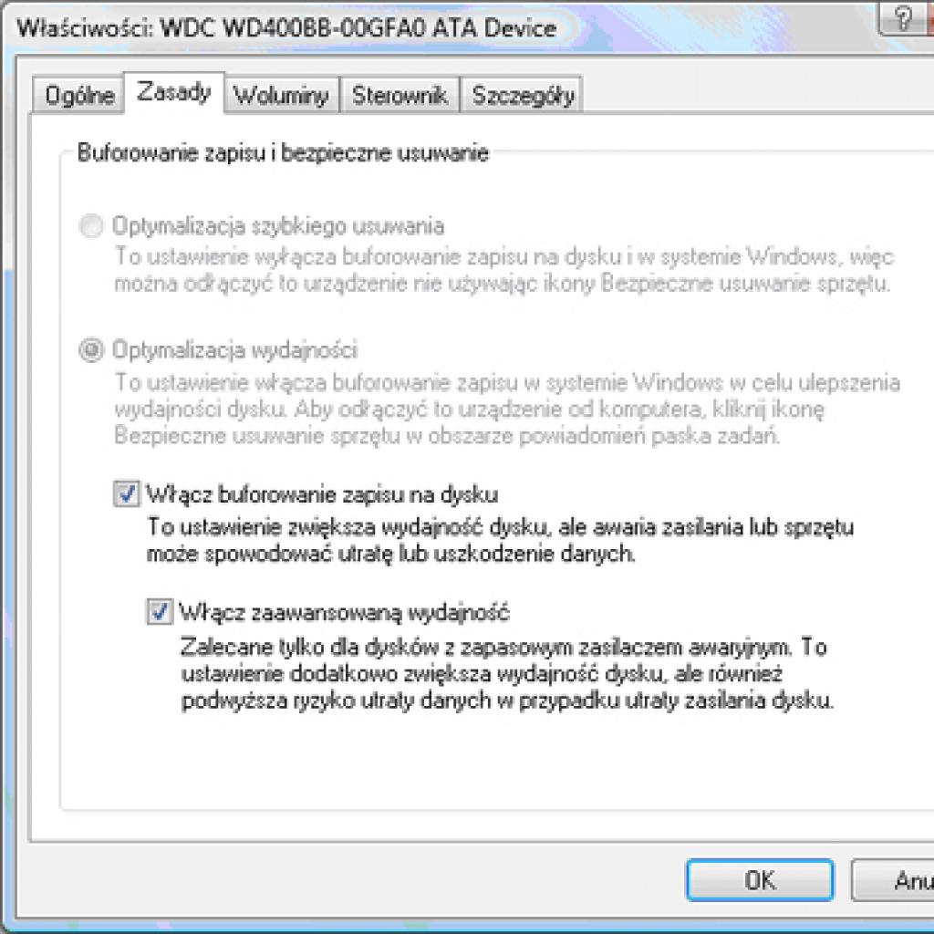 Szybsza praca dysku w Windows Vista