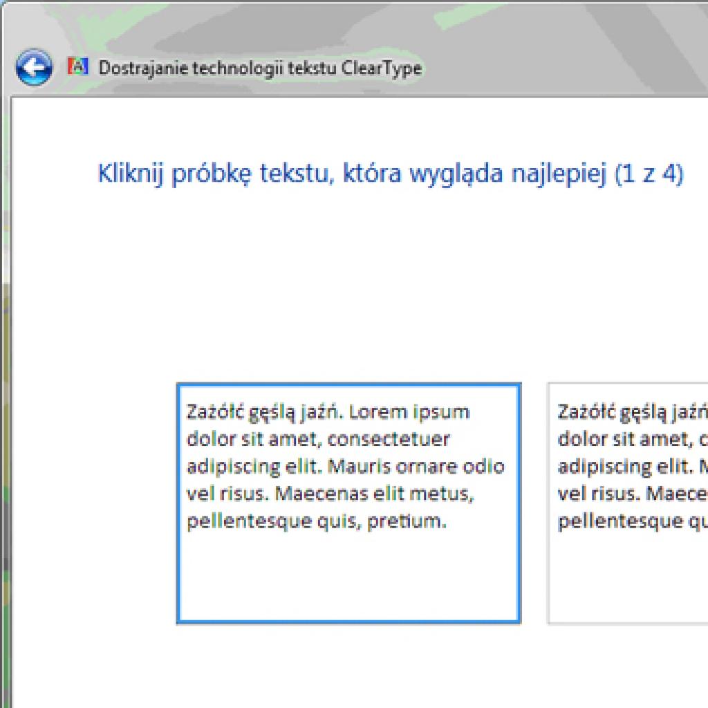 Konfiguracja funkcji wygładzania czcionek w Windows 7