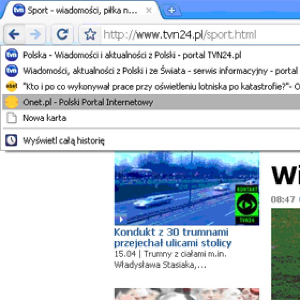 Wyświetlanie całej listy Wstecz/Dalej w Google Chrome