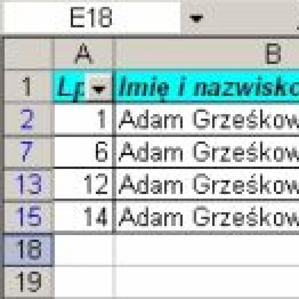 Sumowanie przy włączonym Autofiltrze