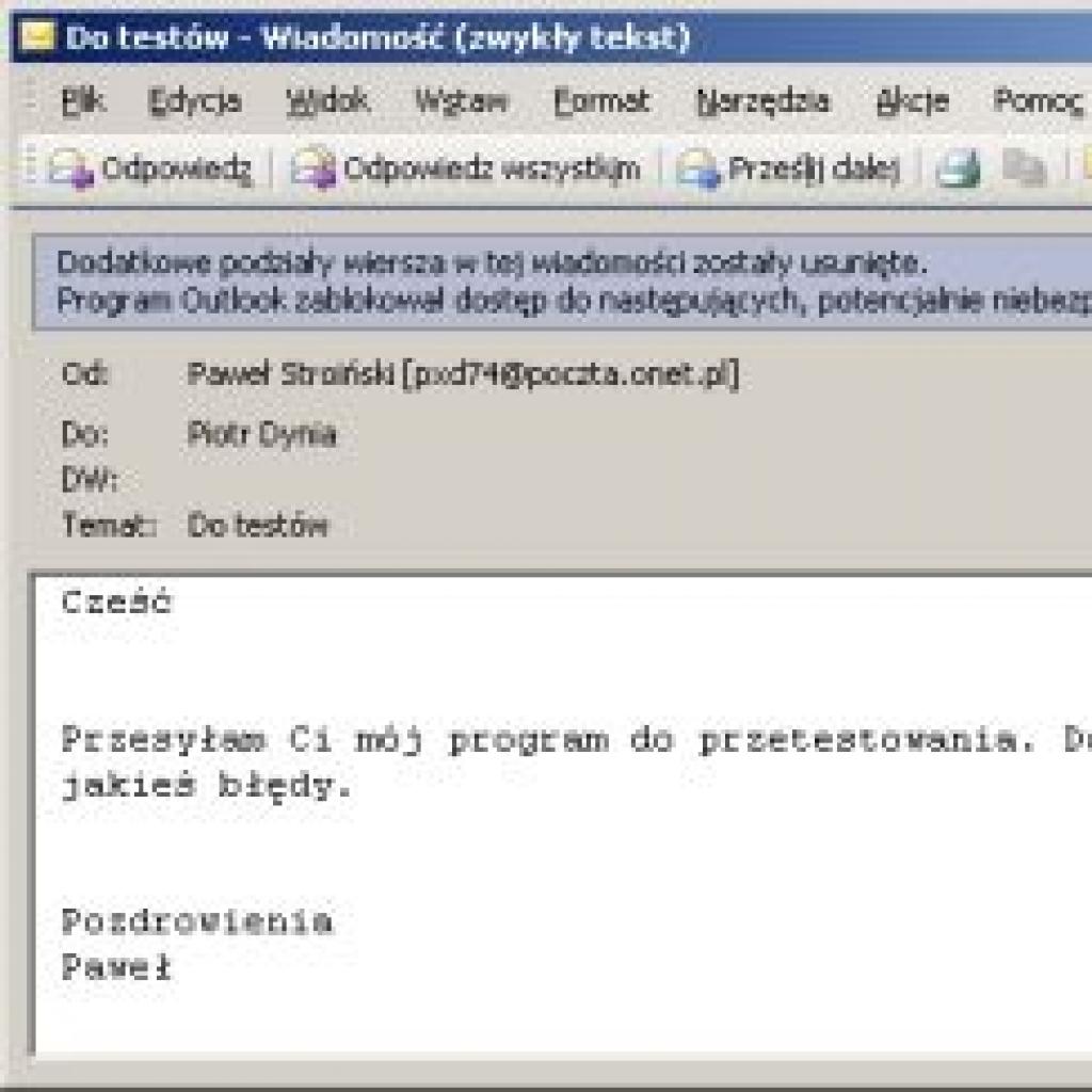 Odblokowywanie załączników w programie Outlook