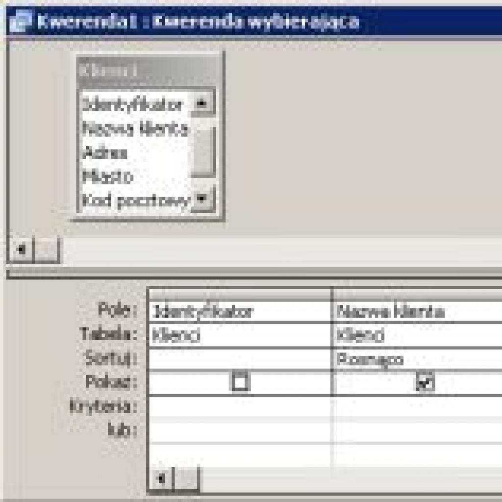 Access - tworzenie kwerendy wybierającej w widoku projektu cz. 2