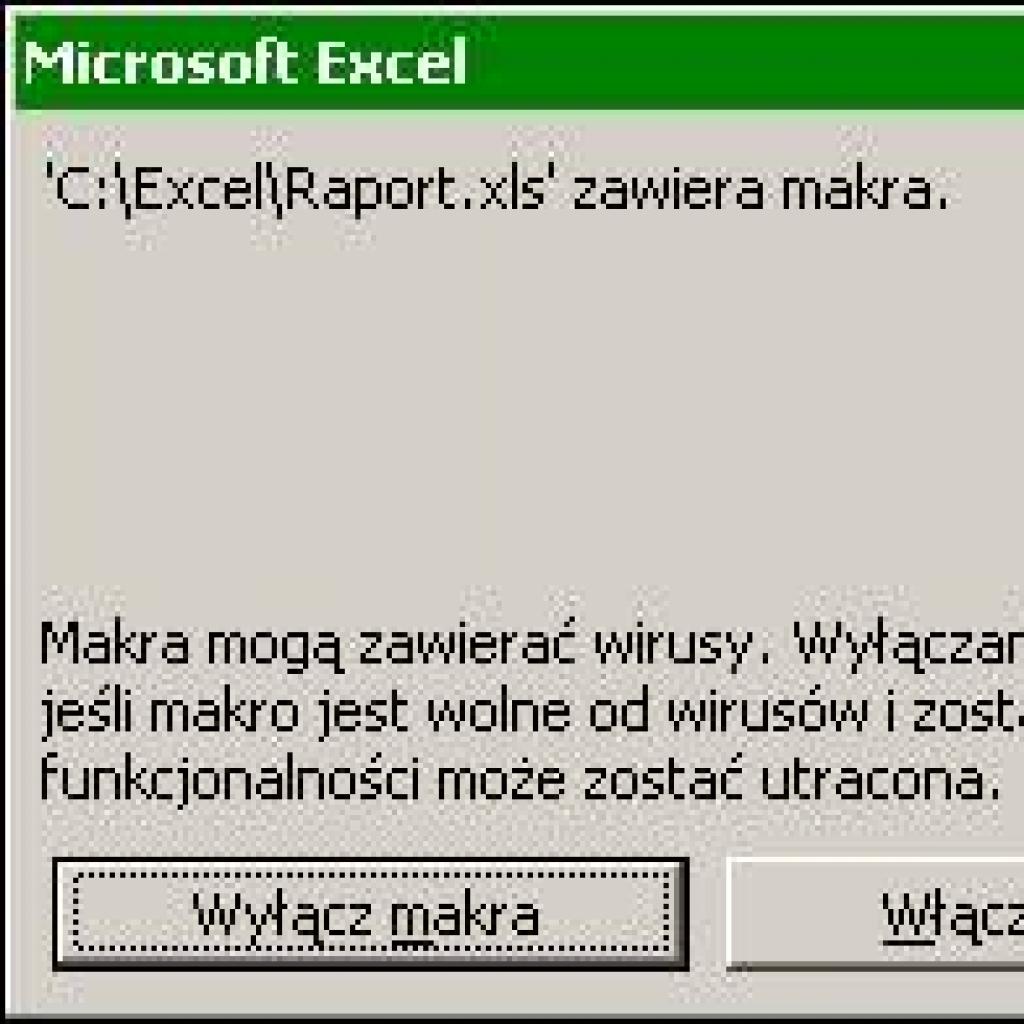 Uciążliwy komunikat o niebezpiecznych makrach