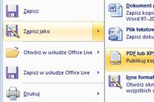 Zapisywanie plików PDF w MS Office 2007