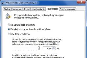 Aktywacja funkcji ReadyBoost w Windows 7