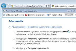 Nagrywanie objawów awarii w Windows 7