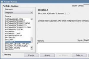 Kreator funkcji w OpenOffice Calc