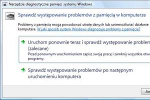 Testowanie pamięci RAM w Windows Vista