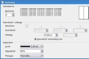 Tworzenie kolumn tekstu w OpenOffice Writer