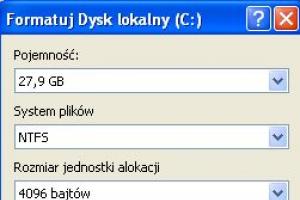 Formatowanie dysku z poziomu systemu