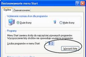 Usuwanie z menu Start listy ostatnio uruchamianych programów