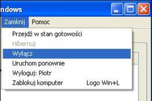 Awaryjne zamykanie Windows XP