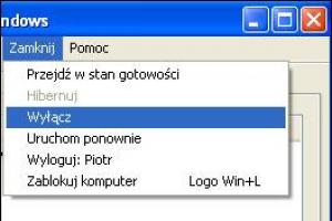 Awaryjne zamykanie Windows XP