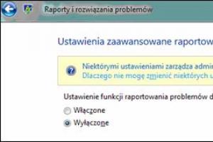 Wyłączanie w Windows Vista funkcji wysyłania raportów o błędach