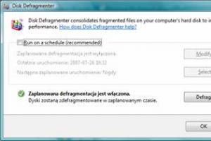 Wyłączanie automatycznej defragmentacji dysku w Windows Vista
