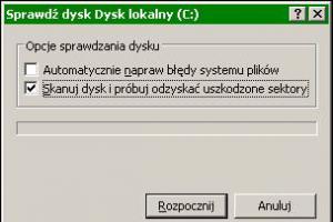 Naprawianie uszkodzonych sektorów na dysku twardym