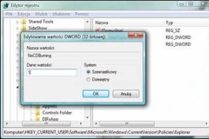 Wyłączenie w Windows Vista wbudowanej aplikacji do nagrywania płyt