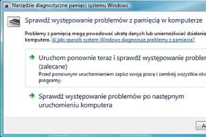 Narzędzie do testowania pamięci w Windows Vista