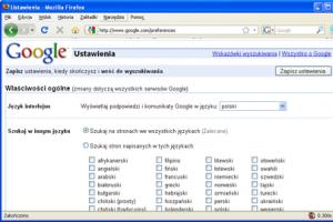 Konfigurowanie ustawień wyszukiwarki Google