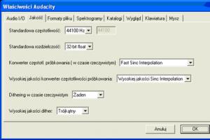 Konfiguracja ustawień Audacity