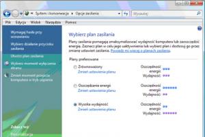 Zmiana planu zasilania w Windows Vista