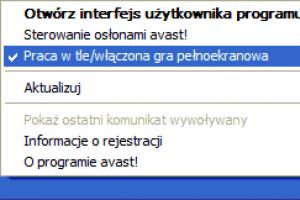 Konfiguracja trybu pracy w tle w avast! Free Antivirus