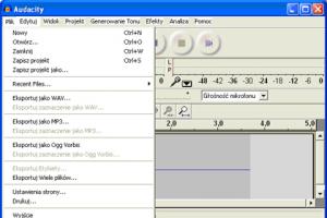 Zapisywanie projektu w Audacity