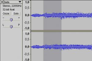 Zaznaczanie fragmentu ścieżki do edycji w Audacity