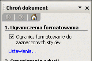 Ograniczenie formatowania w MS Word 2003