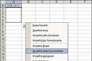 Lista kolejnych dni, miesięcy lub lat w kilka sekund