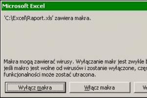 Uciążliwy komunikat o niebezpiecznych makrach